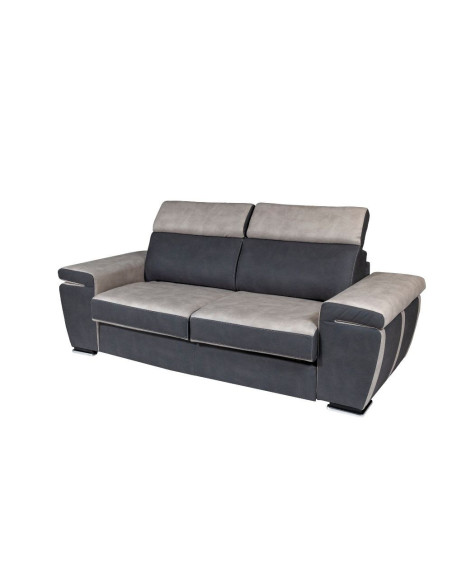 Divano letto Dream 3 posti bicolore grigio chiaro scuro poggiatesta recliner 226x108 - Kallea