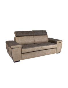 Divano letto Dream 3 posti bicolore beige tortora poggiatesta recliner 226x108 - Kallea