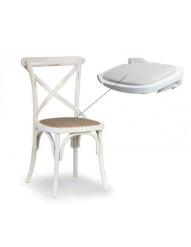 Sedia Heritage in faggio bianco consumato seduta imbottita in ecopelle bianco - Kallea