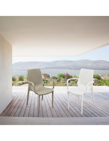 Poltroncina Nirvana polipropilene bianca effetto rattan - Kallea