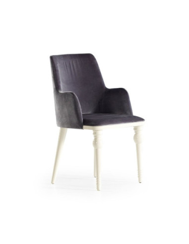 Sedia Zen vellutino grigio e gambe bianco - Kallea
