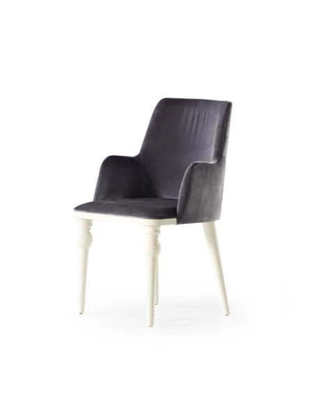 Sedia Zen vellutino grigio e gambe bianco - Kallea