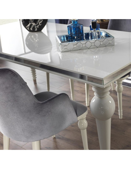 Sedia Zen vellutino grigio e gambe bianco - Kallea