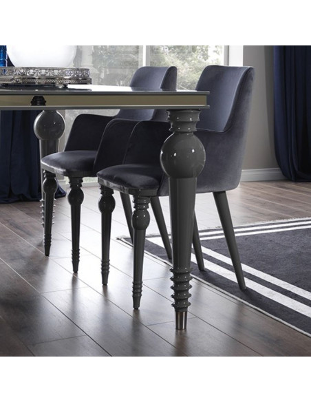 Sedia Zen vellutino grigio e gambe in tinta - Kallea