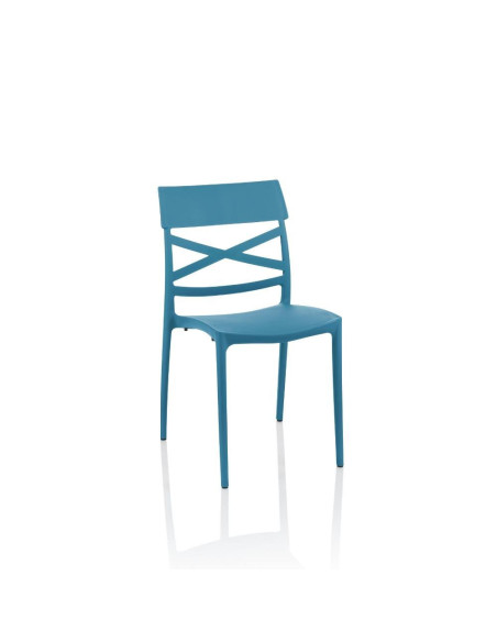 Sedia Esme polipropilene blu metal schienale incrocio - Kallea