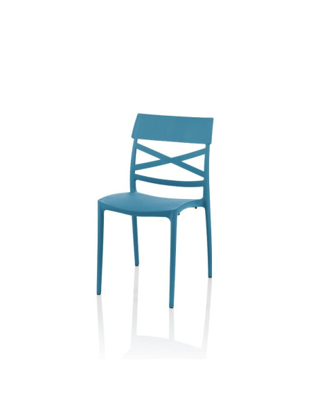 Sedia Esme polipropilene blu metal schienale incrocio - Kallea