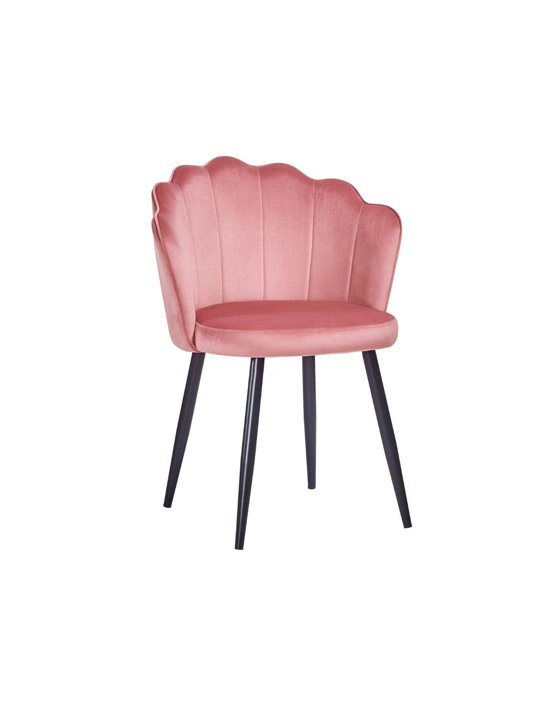 Sedia Omni velluto rosa con gambe metallo nero