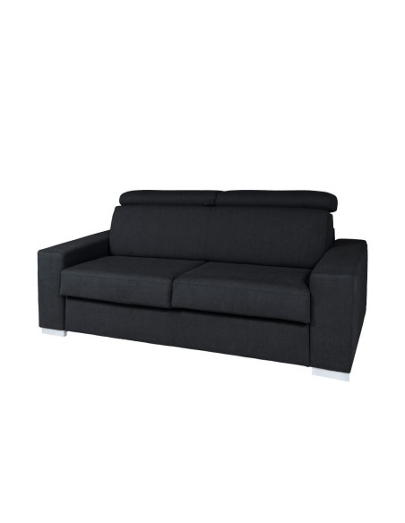 Divano letto Devon 3 posti nero poggiatesta recliner 209x108 - Kallea
