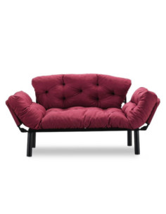Divano letto Nitta bordeaux 190x70 braccioli reclinabili - Kallea