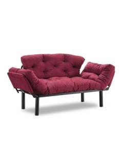 Divano letto Nitta bordeaux 190x70 braccioli reclinabili - Kallea 2