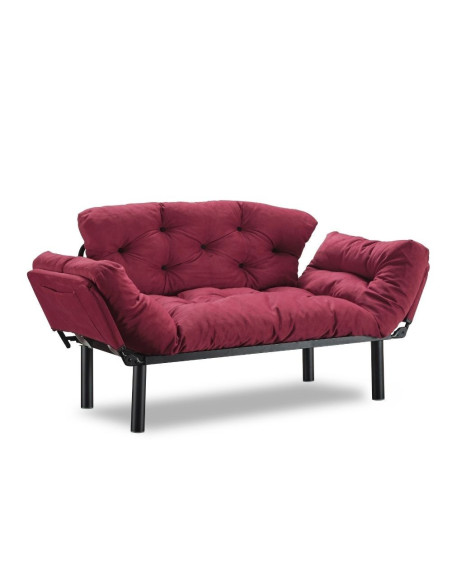 Divano letto Nitta bordeaux 190x70 braccioli reclinabili - Kallea